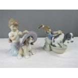 Lladro: two figurines; Elegant Touch and Bashful Bather.