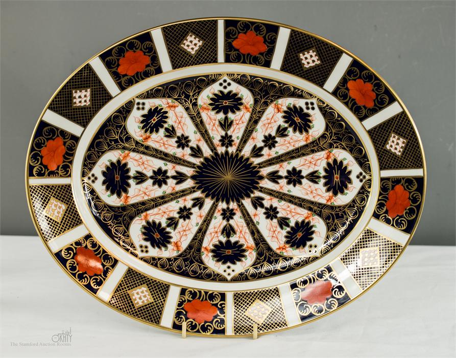 A Royal Crown Derby Old Imari oval platter, 12 by 15ins.
