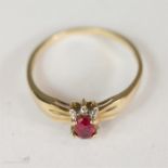 A 9ct gold and pink sapphire ring, size N, 1.6g.