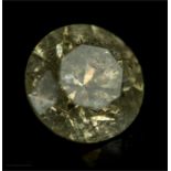 A brilliant cut diamond, approximately 3/4ct, with imperfections, light yellow in colour.