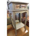 A modern bedside/side table, silver gilt snakeskin effect, with single mirror front drawer.