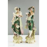 A pair of Royal Dux Bohemia figures; lady and gentleman.