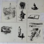 A quantity of BB pen and ink drawings from his books.