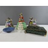 A Coronation 1953 Wade dish, a silver plated matchbox case dated 9th August 1954, a quantity of