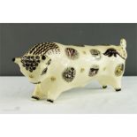 A Wedgwood Zodiac bull designed by Arnold Machin (1911-1999) c1945, the bull decorated with signs of