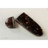 A late 19th century tortoiseshell and silver mounted flip top spectacles case circa 1870, plaque