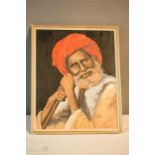 RK Kasodeliah (20th century): portrait of an Indian man, signed lower right.