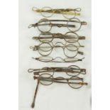 A quantity of late 18th/early 19th century steel spectacles, one brass pair (8)