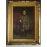 A 19th century oil on canvas depicting a Scottish boy, possibly a Royal, 70 by 45cm.