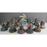 A set of twelve hand painted Limited Edition Dragonfire dragons, each with domed display cases,