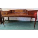 A 19th century mahogany inlaid converted spinet, with inlaid decoration to the back panel, and two