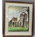 A watercolour depicting Arbroath Abbey, indistinctly signed in pencil.