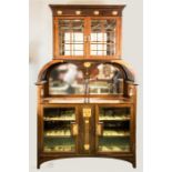 A rare Scottish Art Nouveau mahogany cabinet, in the manner of Wylie & Lochead, with marquetry