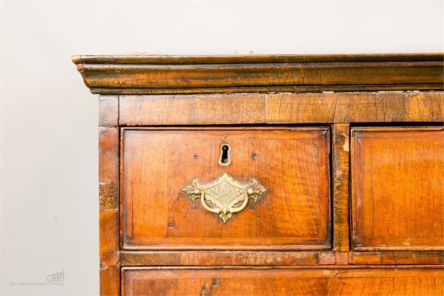 An early 18th century chest of drawers, with three short over three long graduated drawers - Image 2 of 4