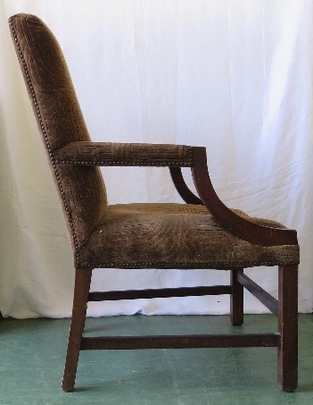 A 19th century gentlemans open armchair, with mahogany frame and shaped back. - Image 2 of 2