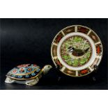 A group of Royal Crown Derby to include a dish; The 1998 Year Tray Blue Tit first edition,