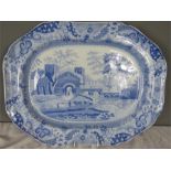 A Victorian blue and white meat platter.