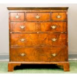 An early 18th century chest of drawers, with three short over three long graduated drawers