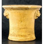 J.M Blashfield of Stamford terracotta plant pot, no 199, bearing to lion heads to the body,