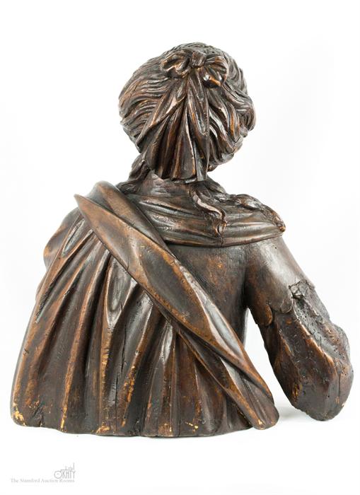 An 18th century bust of a female saint, 46 by 42cm - Image 3 of 3