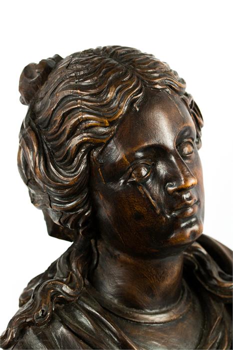 An 18th century bust of a female saint, 46 by 42cm - Image 2 of 3