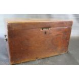 A 19th century mahogany box with iron side handles.