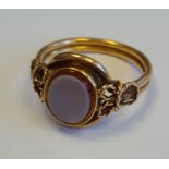 A gold and Sardonyx ring, unmarked, 3.2g.