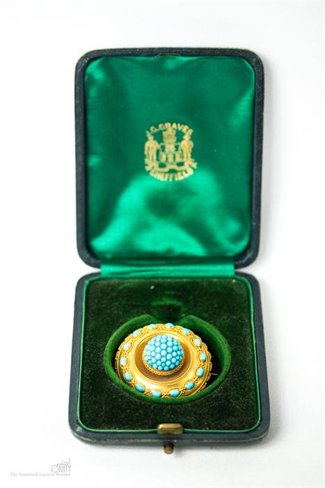 A Victorian turqouise target brooch with a locket back, and 18ct gold Canateille with small - Bild 4 aus 4
