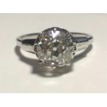 A Platinum and diamond solitaire ring, approximately 2.48ct old cut diamond, SI2, J colour, 4.20g