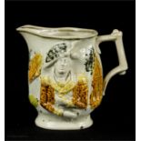 A stoneware 19th century glazed and modelled jug; Marquis Wellington.
