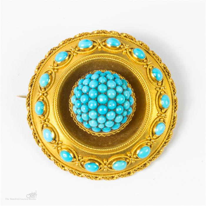 A Victorian turqouise target brooch with a locket back, and 18ct gold Canateille with small - Bild 2 aus 4