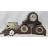 A group of clocks and clock parts including two longcase 19th century clock dials.