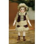 French All-Bisque Mignonette, Fashionable Costume and Painted Brown Ankle Boots 900/1200