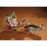 French Mechanical Goat Cart by Theroude with Carved Wooden Man and Woman 2500/3500