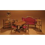 Set of 19th Century Doll-Sized Walnut Furnishings 400/600