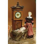 19th Century Wooden Grandfather's Clock with Elaborate Carving 400/600