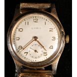 Gents Cyma wristwatch, the champagne Arabic dial with subsidiary seconds, on an expanding bracelet,