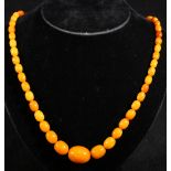 Amber necklace with graduated oval beads (22mm to 7mm), 22g, 52cm. CONDITION REPORT: It is the