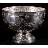 Silver rose bowl, with embossed floral garlands, engraved 'Muchars Horse Breeding Association.......