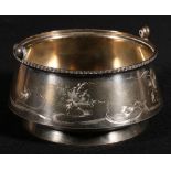 Art Nouveau Russian silver sugar bowl, with swing handle,