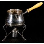 Victorian silver and ivory brandy pan and spirit burner, maker SB London 1889, 114g, 10.