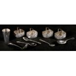 Set of four Victorian silver basket salts, maker Edward Hutton,