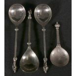 Continental 830 standard silver commemorative spoon with three continental ep apostle spoons (4)