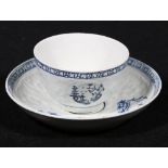 18th century Lowestoft "Hughes" pattern tea bowl and saucer,