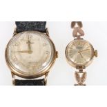 Gents Rotary 9ct gold cased wristwatch and a 9ct gold cased ladies Zodiac wristwatch with 9ct gold