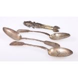 Three Russian fiddle pattern tablespoons, one St Petersburg, Savinsky 1867, two Moscow,