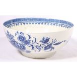 Late 18th century Caughley blue and white bowl,