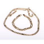 9ct gold chain and a similiar bracelet, 45.5g.