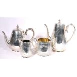 Victorian silver four piece teaset, makers Martin Hall & Co.