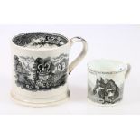 Early 19th century pearlware mug with bat printed scene and verse, 6.